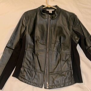 Real Leather jacket. Knit and leather back and sleeves. Size 8. New